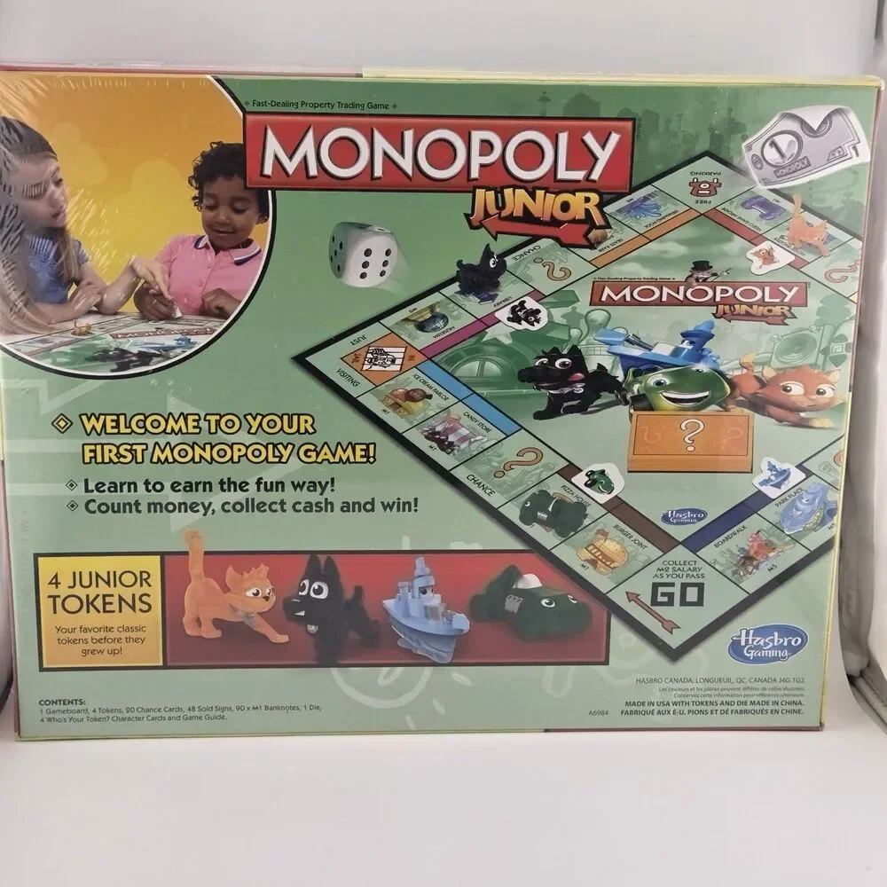 Hasbro Monopoly Junior Cat Dog Car Boat Sealed